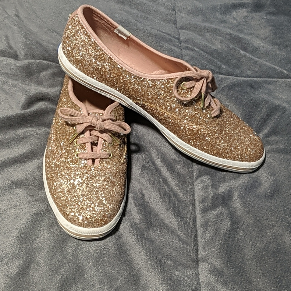 Kate Spade rose gold New York glitter Keds